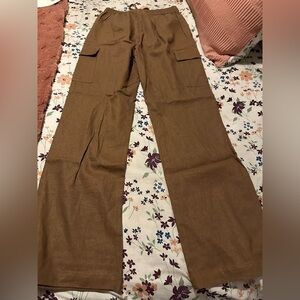 Love Tree Tan Wide Leg Cargo Pants